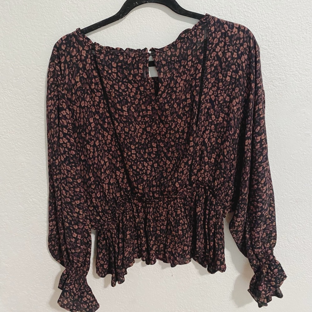 Anthropologie Nichola peplum top billowing sleeves size M - Picture 3 of 9